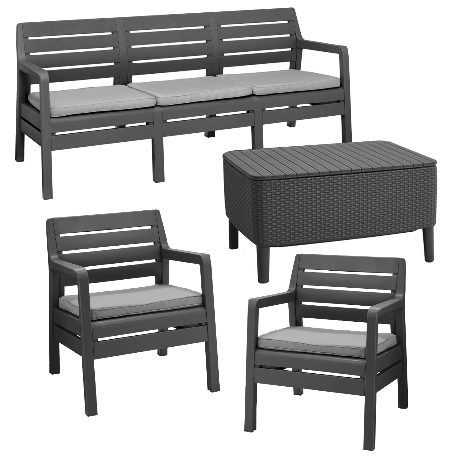 Keter Delano 5 Seater Grey Outdoor Furniture Set