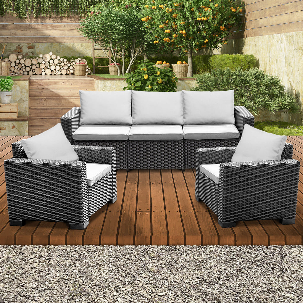 Keter California 5 Seat Rattan Outdoor Grey Sofa Set