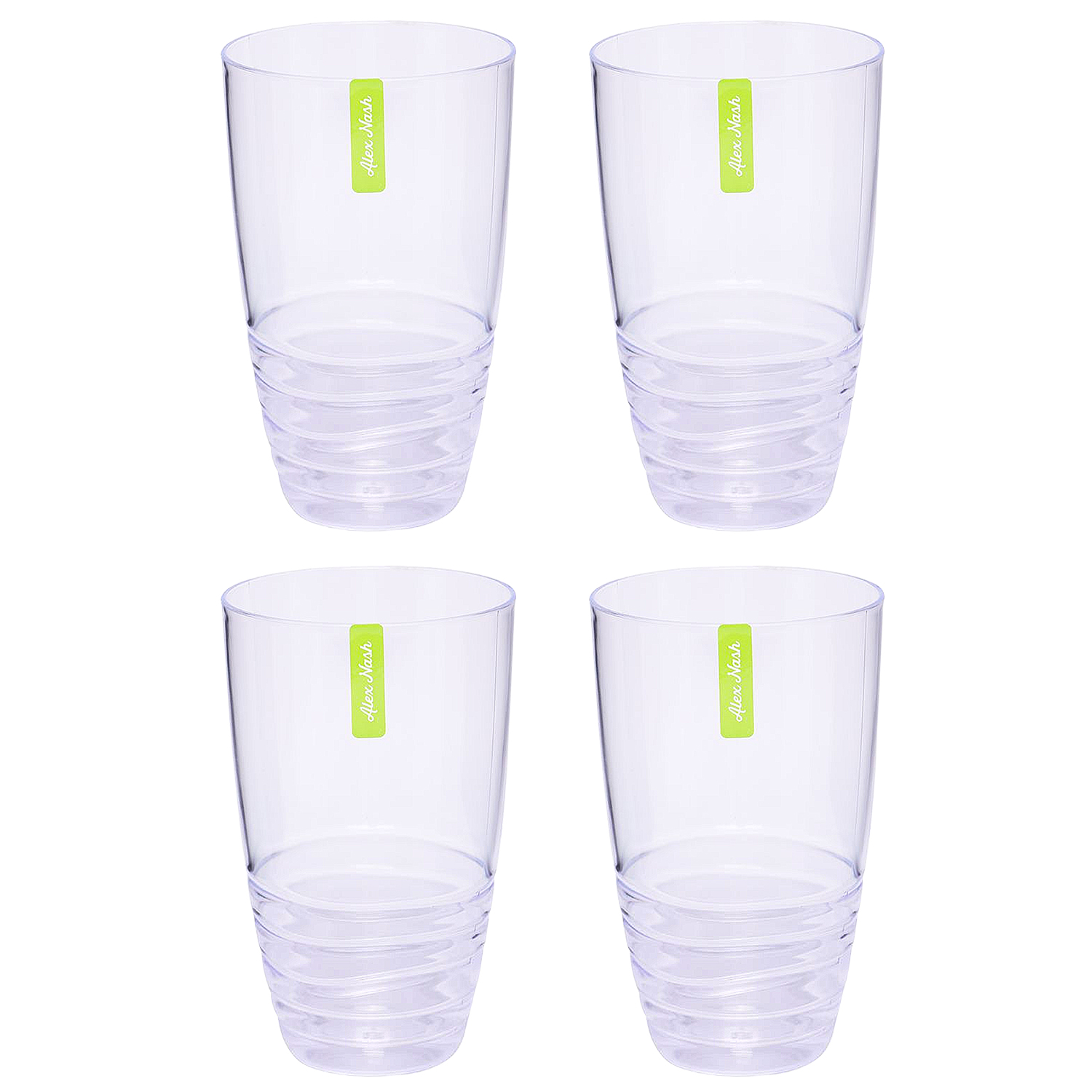 Pack of 4 Clear Swirl Plastic Drinking Tumblers