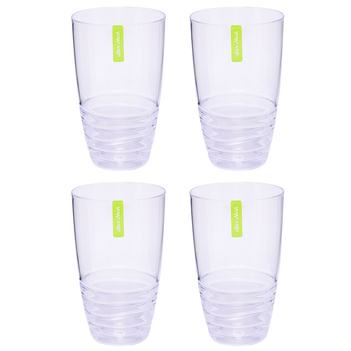 Pack of 4 Clear Swirl Plastic Drinking Tumblers