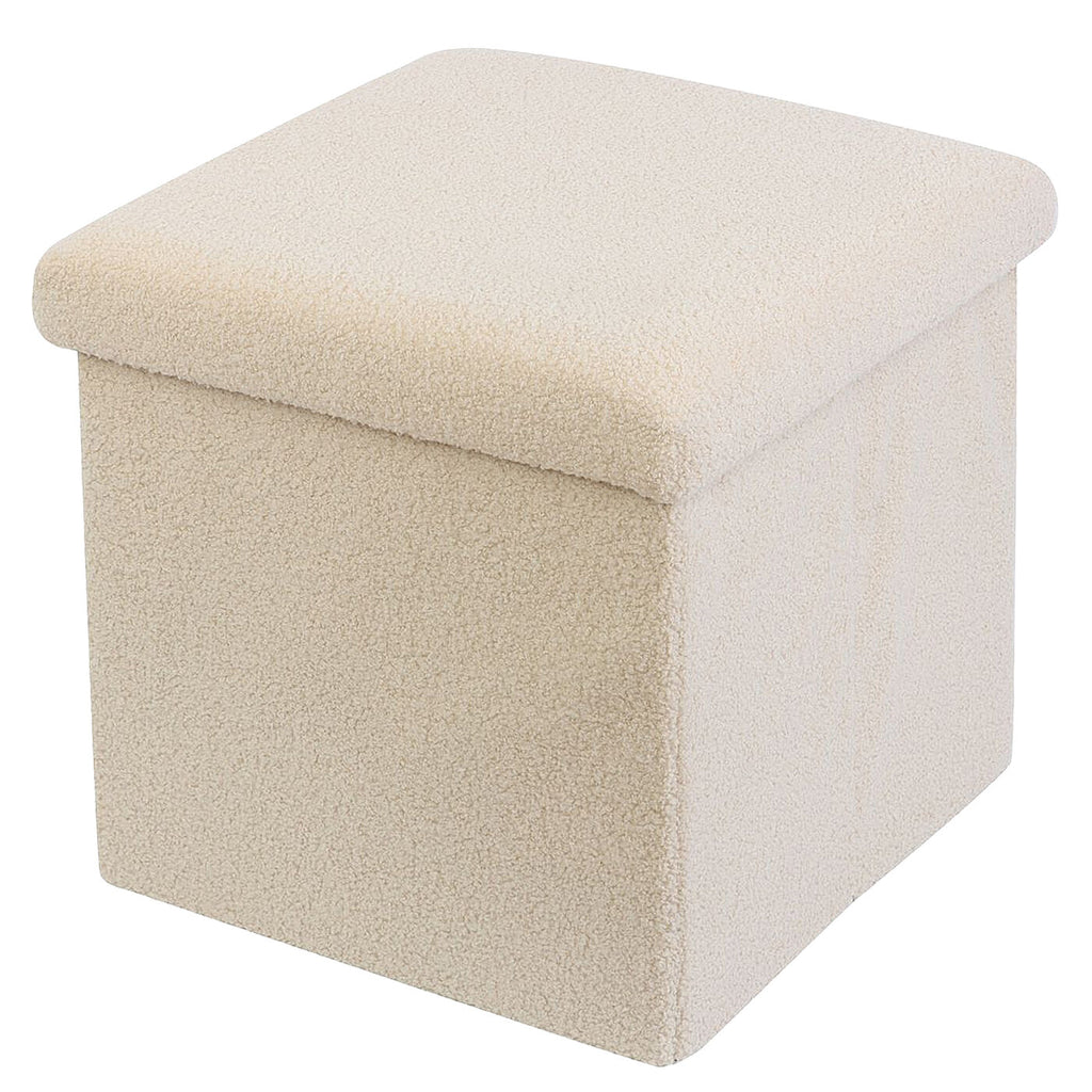 Cream Teddy Boucle Storage Footstool