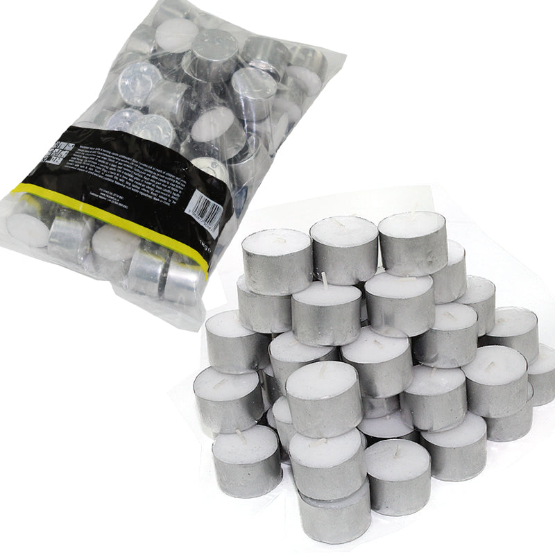 50 or 100 Unscented White Tealights - 8 Hour Burn Time