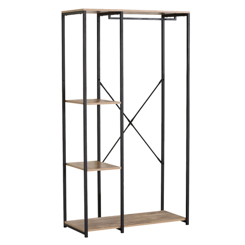 Double Wardrobe Clothes Rail with 3 Shelves