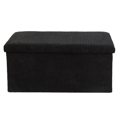 Black Corduroy Double Ottoman Storage Box