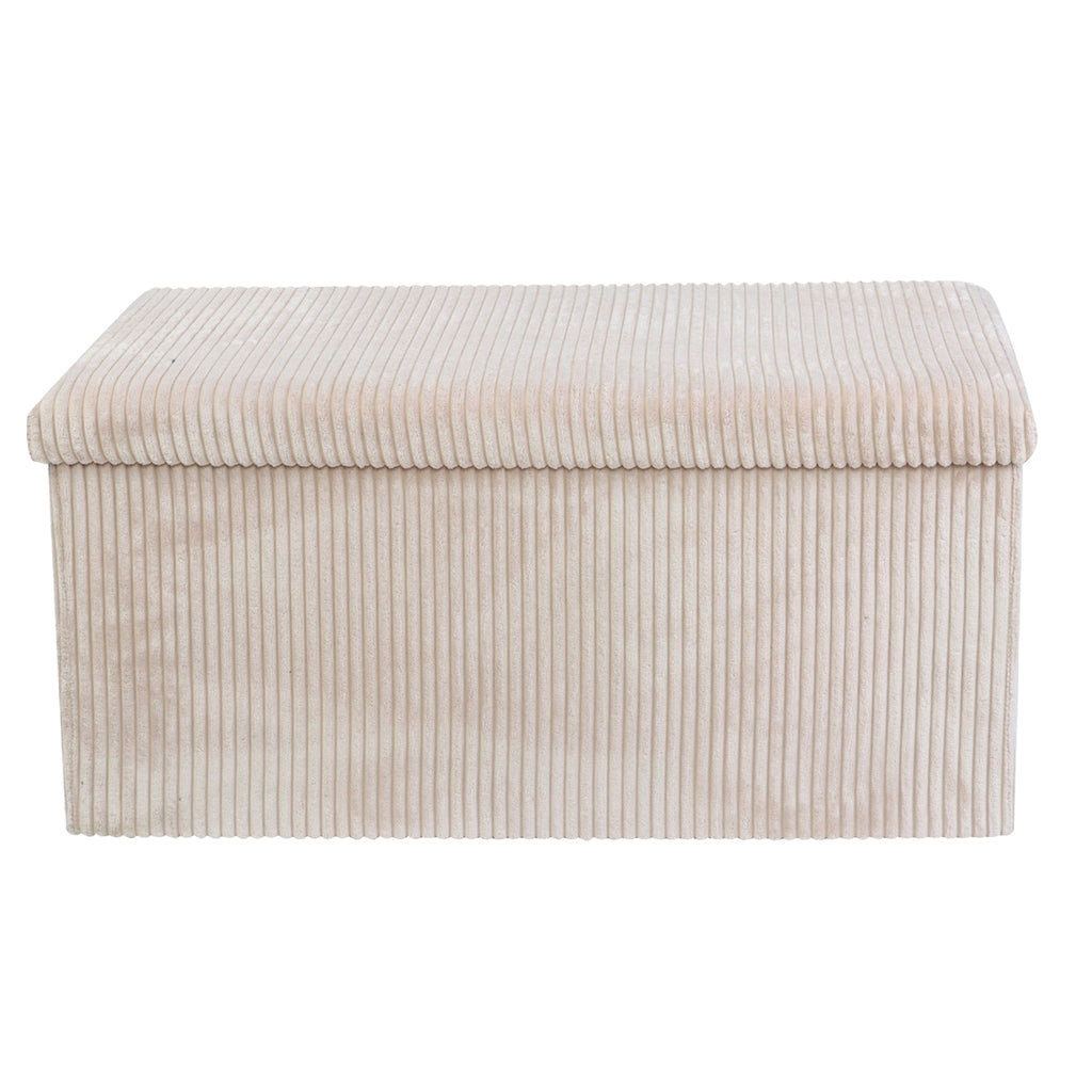 Cream Corduroy Double Ottoman Storage Box