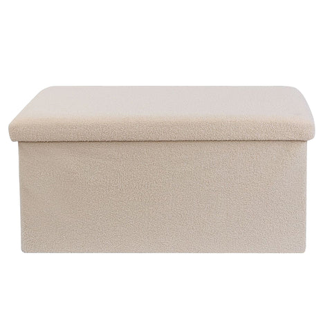 Cream Teddy Boucle Double Ottoman Storage Box