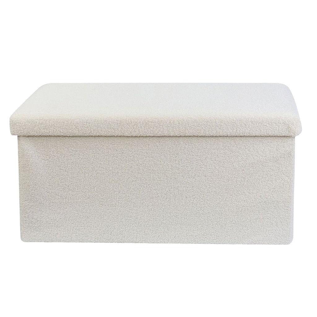 White Teddy Boucle Double Ottoman Storage Box