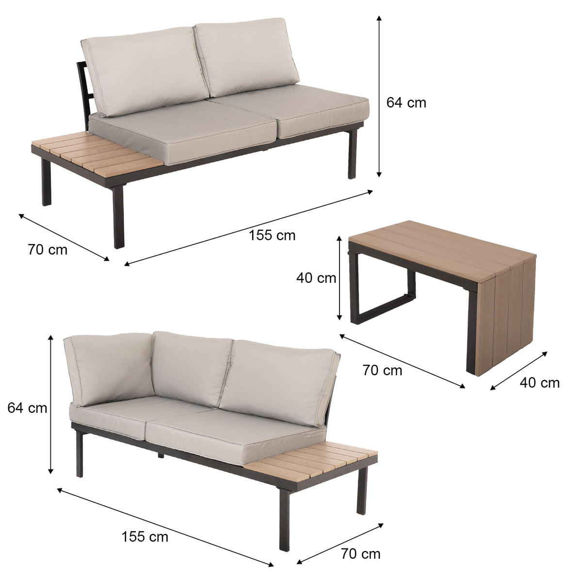 Sienna Interchanging Transformer Grey Garden Furniture Set