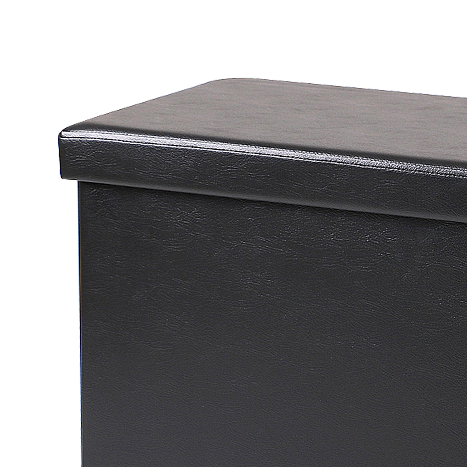 Black Leather Foldable Storage Ottoman