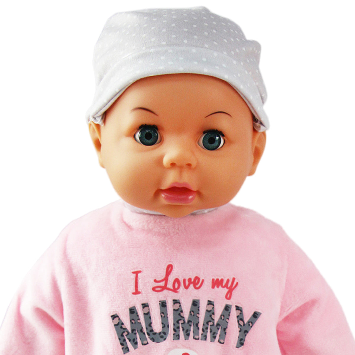 45cm Baby Doll with Hat & Fleece Babygrow | Pink or Blue Option