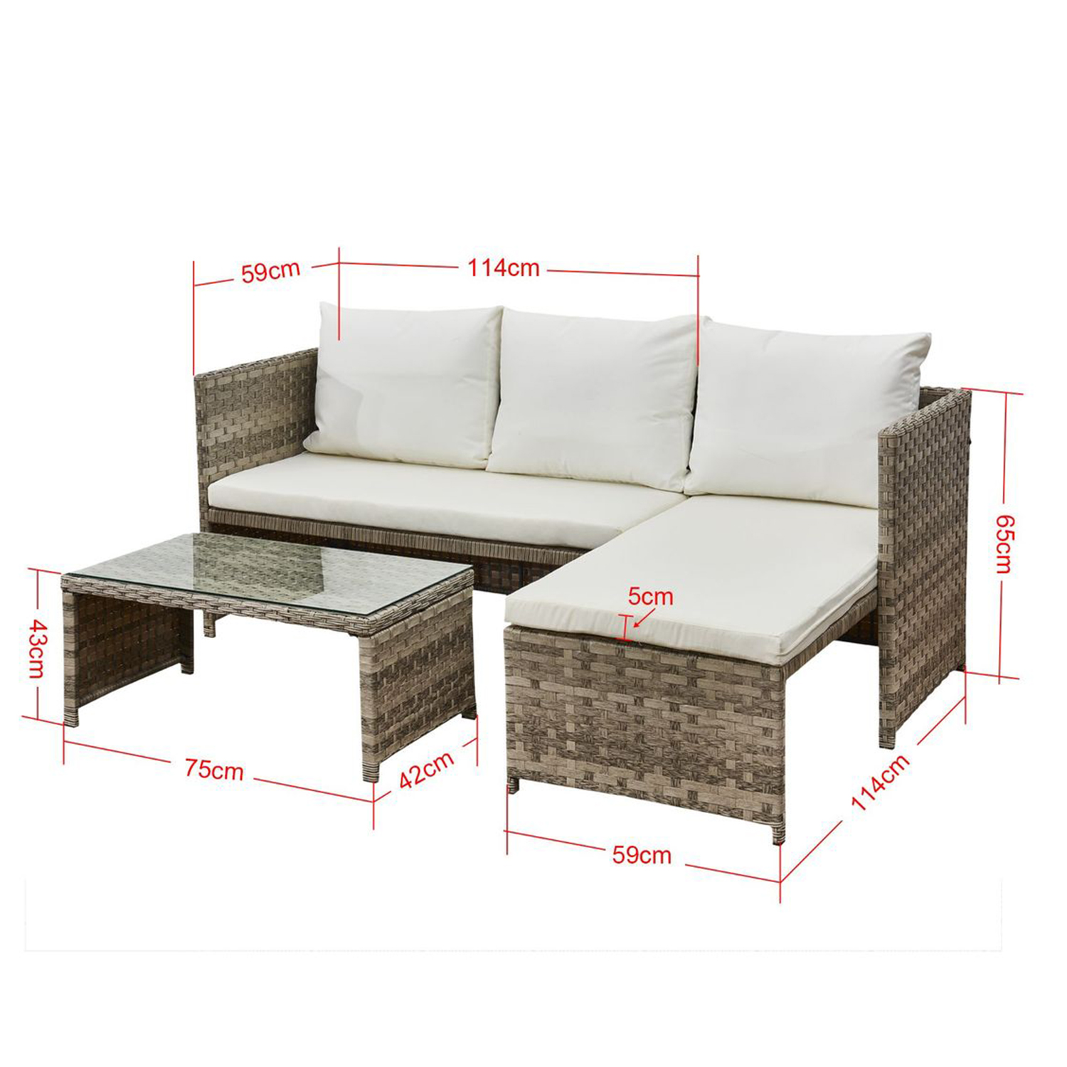 Florence Beige & Cream Outdoor Corner Sofa Set with Table