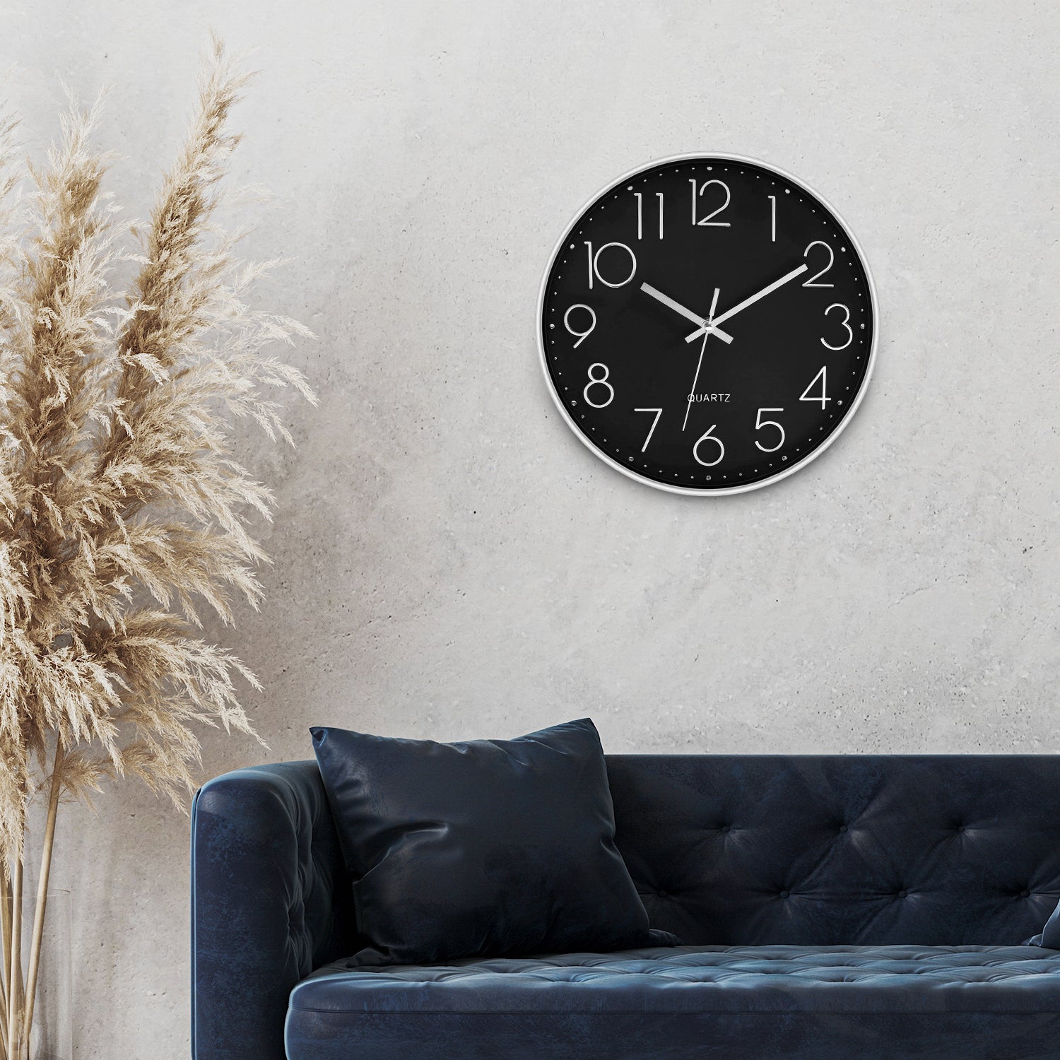 12 inch Wall Clock Silent Quartz Design - Choose Your Colour