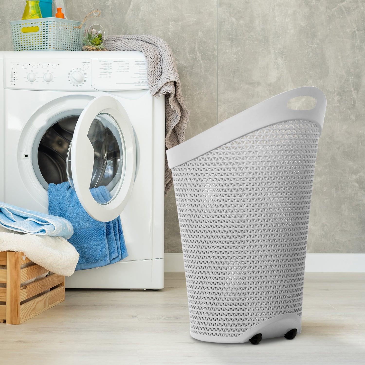 Large 100 Litre Laundry Storage Basket with Wheels & Handle