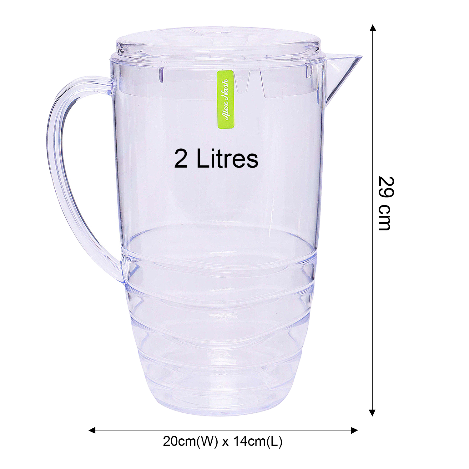 2 Litre Clear Plastic Swirl Drinks Pitcher Jug with Matching Cups