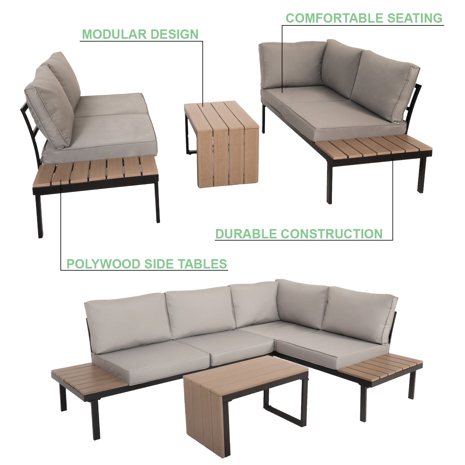 Sienna Interchanging Transformer Grey Garden Furniture Set