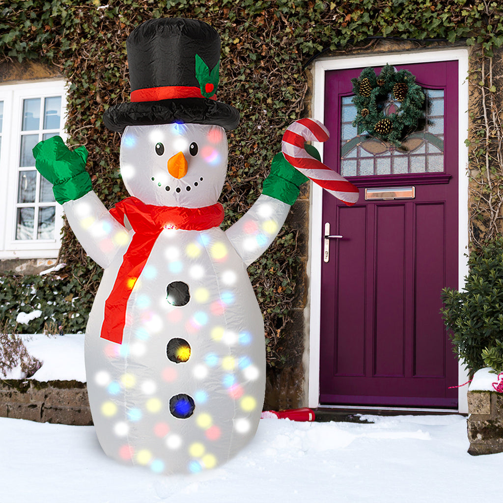 1.5m Inflatable Snowman With Disco Lights