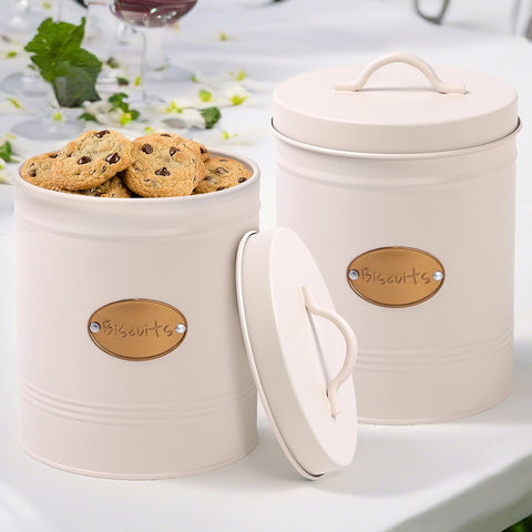 Cream Round Biscuit Canister