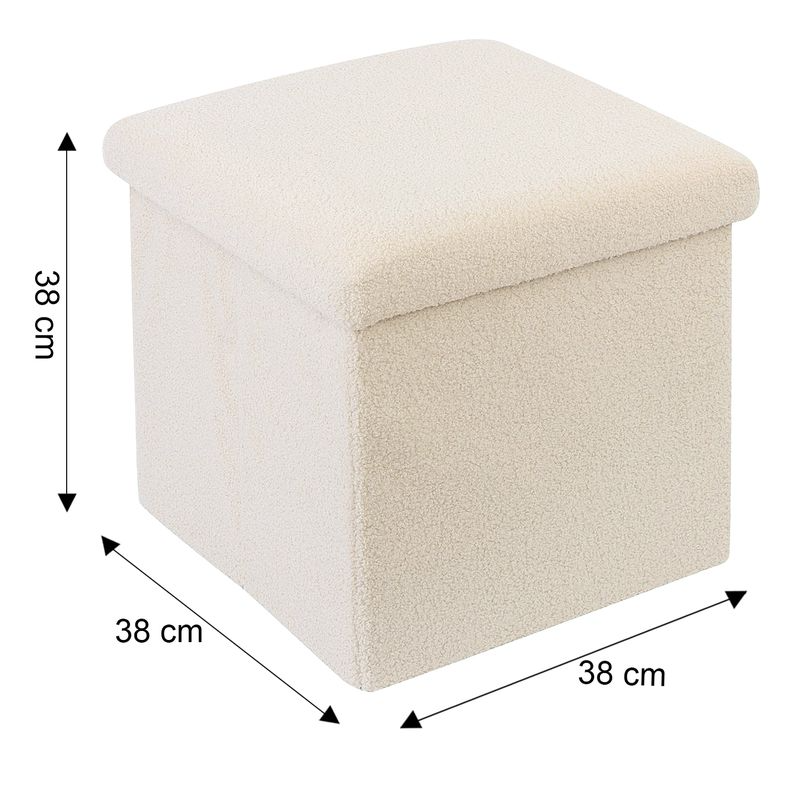 White Teddy Boucle Storage Footstool