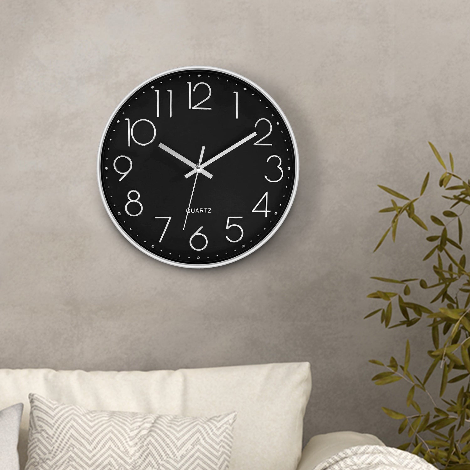 12 inch Wall Clock Silent Quartz Design - Choose Your Colour