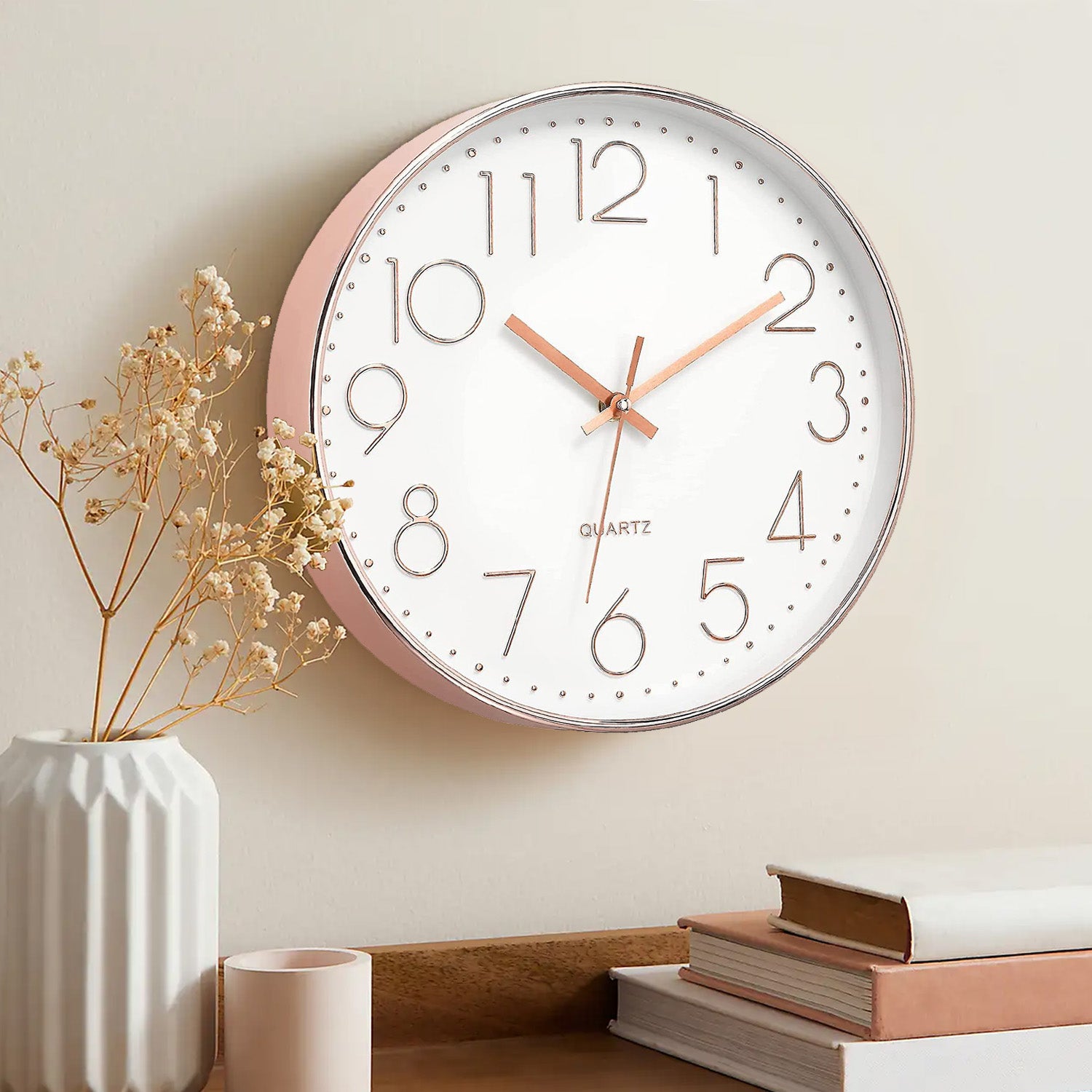 12 inch Wall Clock Silent Quartz Design - Choose Your Colour