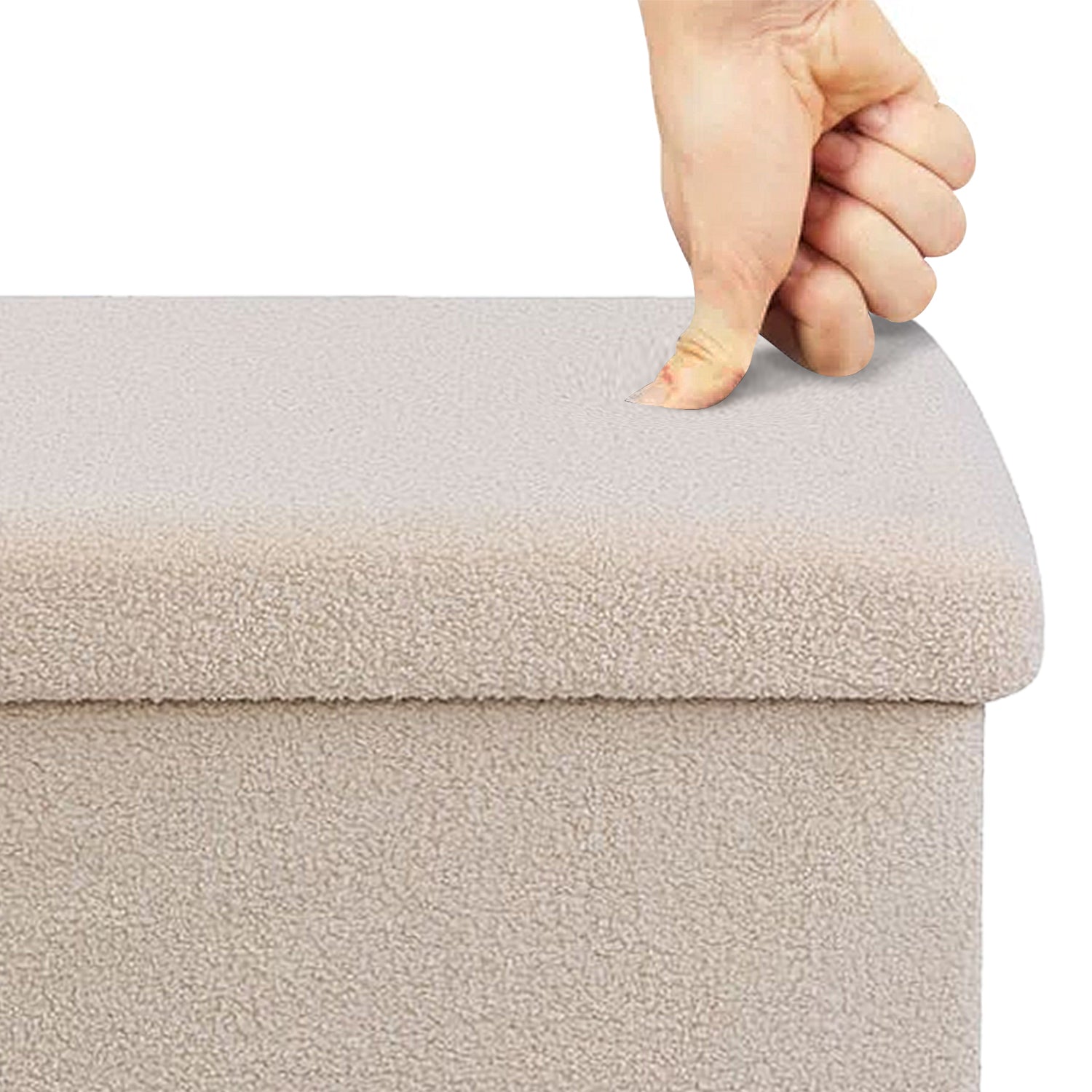 Cream Teddy Boucle Double Ottoman Storage Box