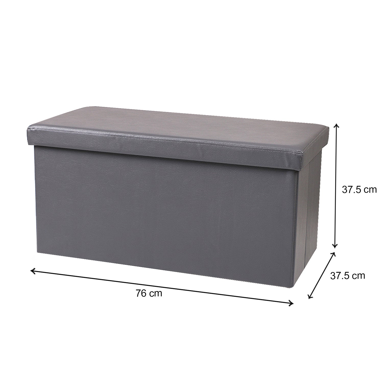 Dark Grey Leather Foldable Storage Ottoman