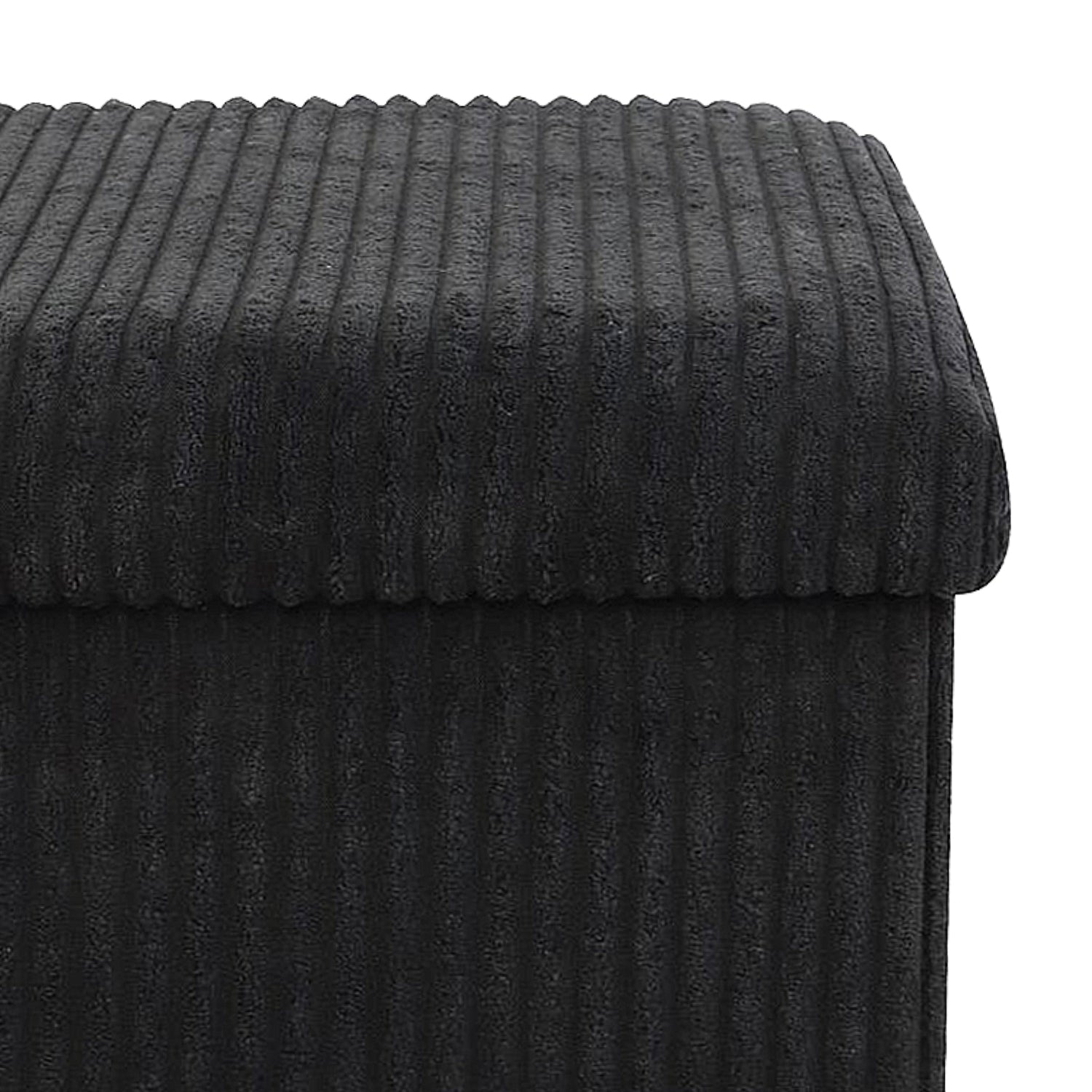 Black Corduroy Storage Footstool