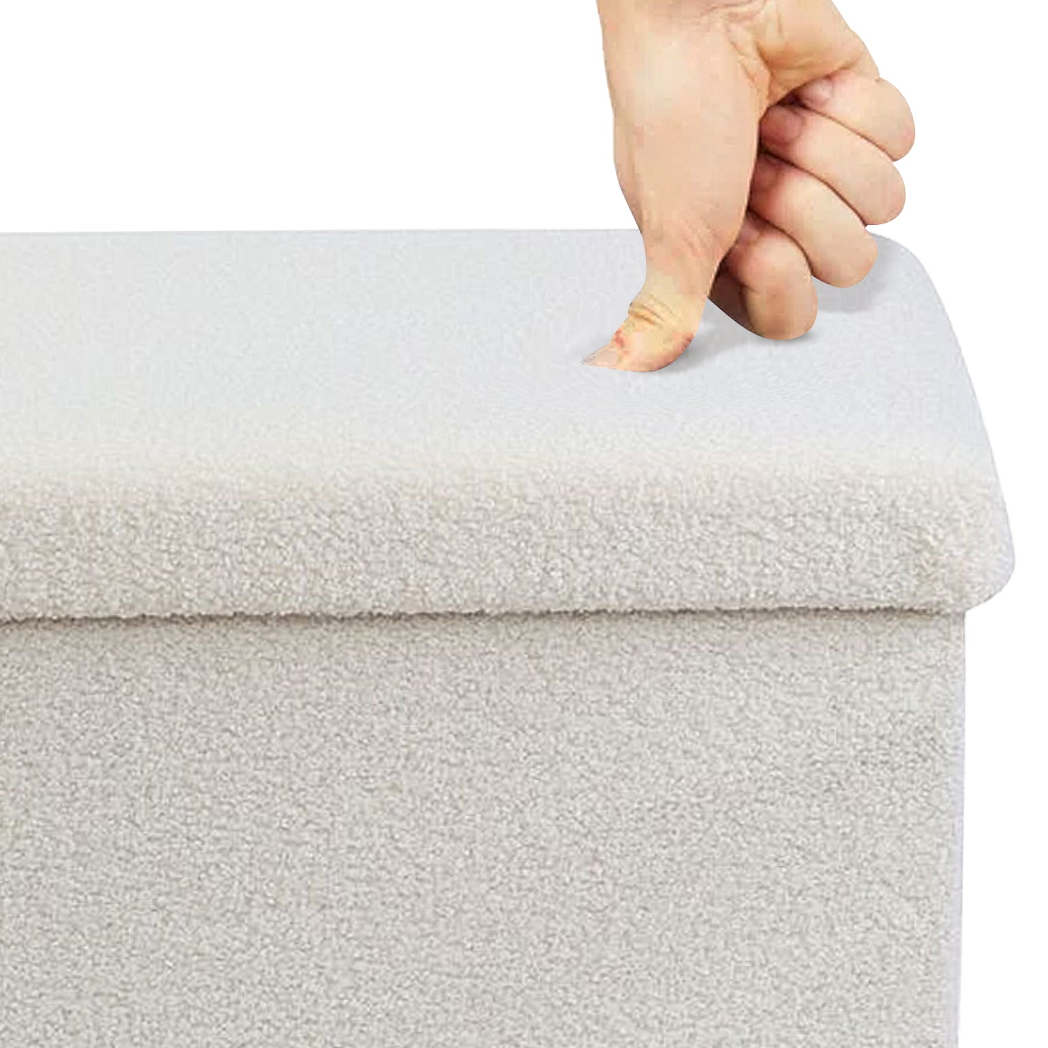 White Teddy Boucle Double Ottoman Storage Box