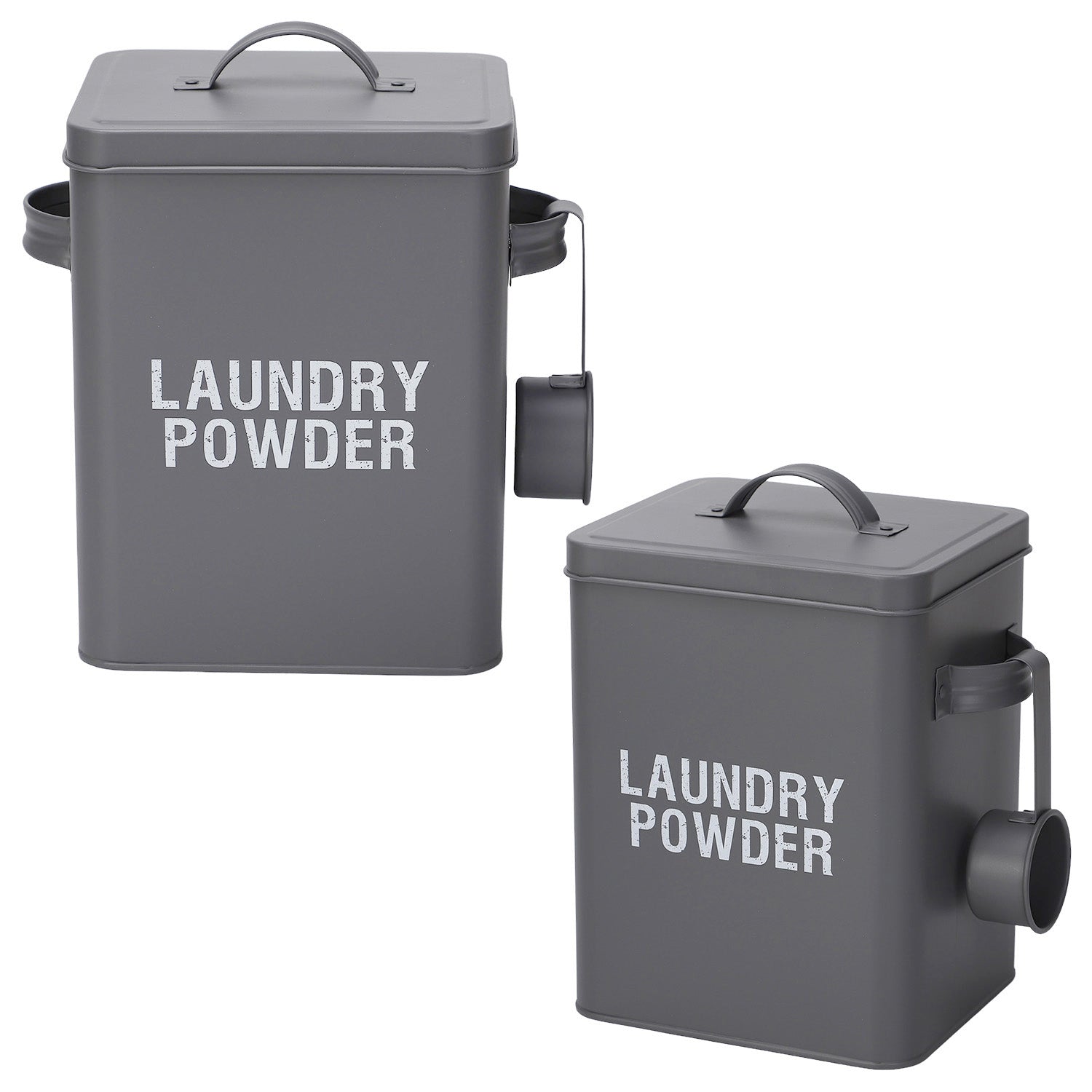 Grey Laundry Powder Storage Box with Scoop