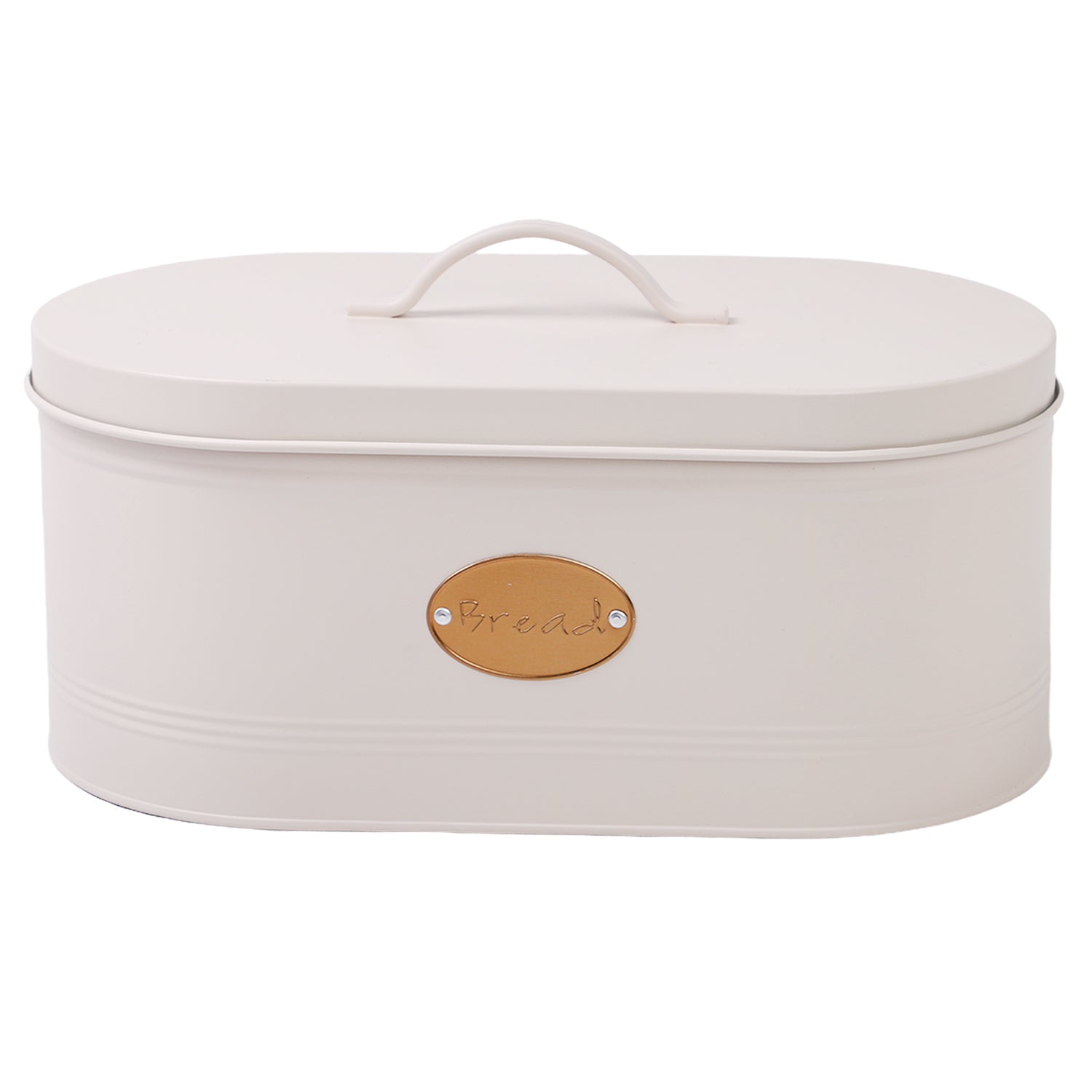 Bread Bin With Lid Cream With Copper Badge