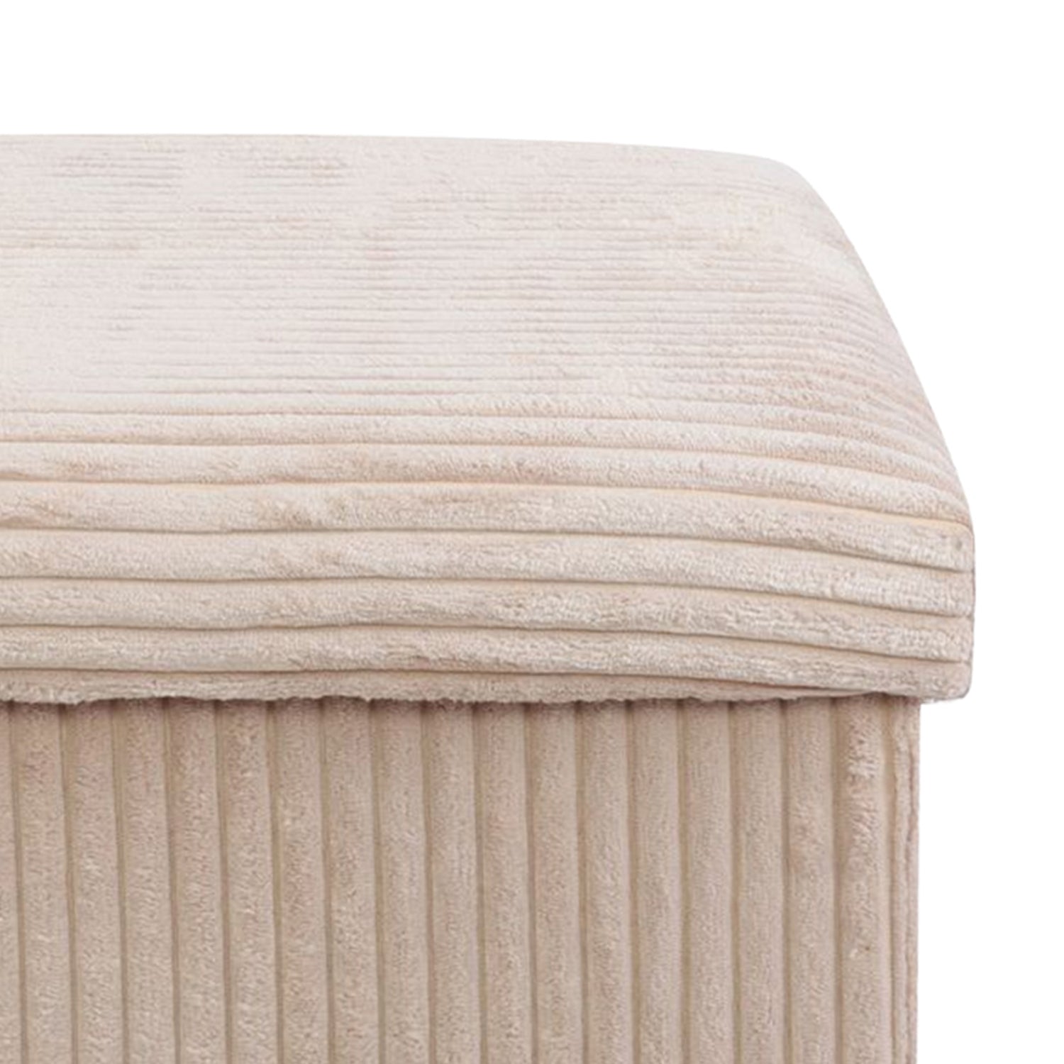 Cream Corduroy Storage Footstool