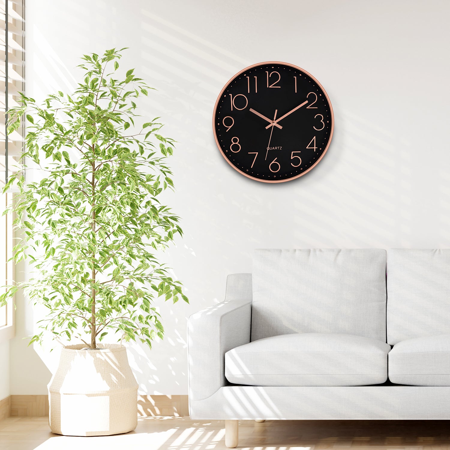 12 inch Wall Clock Silent Quartz Design - Choose Your Colour