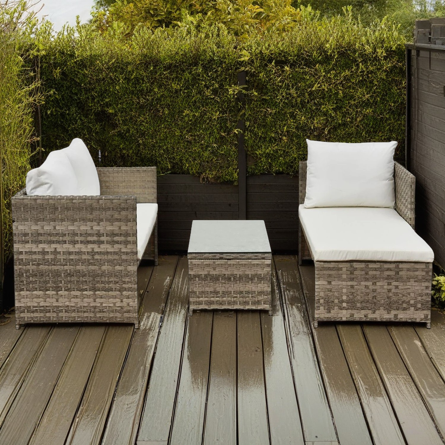 Florence Beige & Cream Outdoor Corner Sofa Set with Table