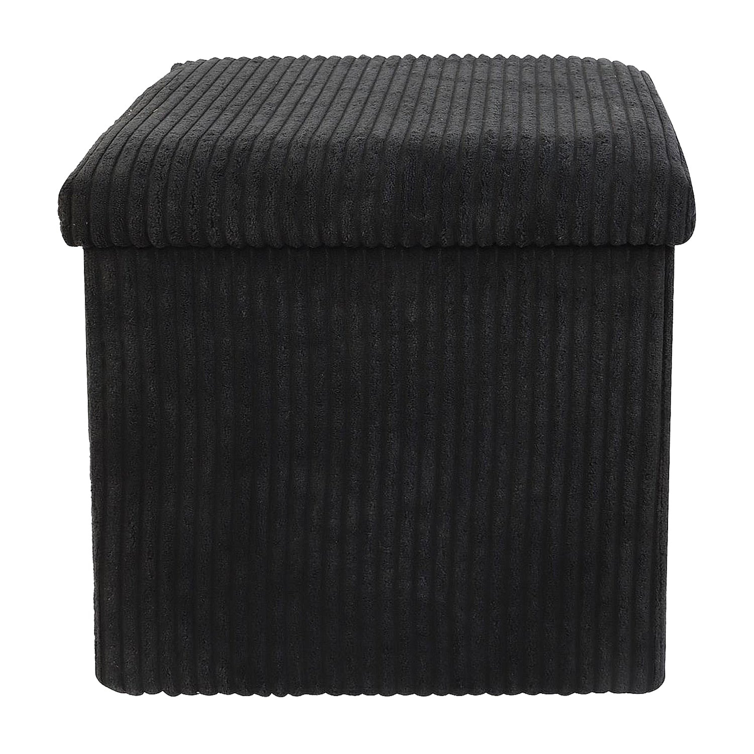 Black Corduroy Storage Footstool