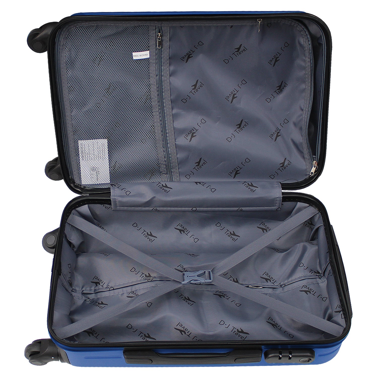 20" Blue 4 Wheel Hard Shell Cabin Size Suitcase