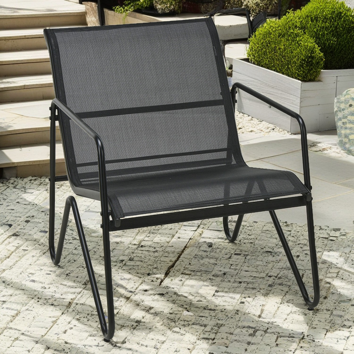 3 Piece Black Garden Furniture Lounge Set