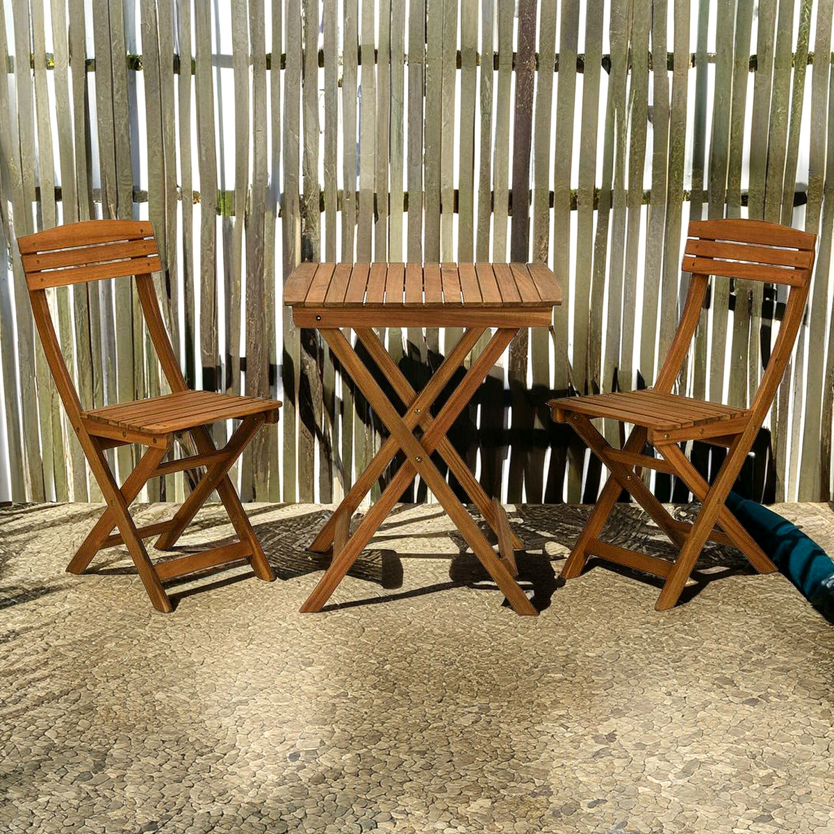 3 Piece Wooden Folding Garden Furniture Bistro Set