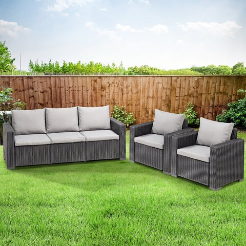 Keter California 5 Seat Rattan Outdoor Grey Sofa Set