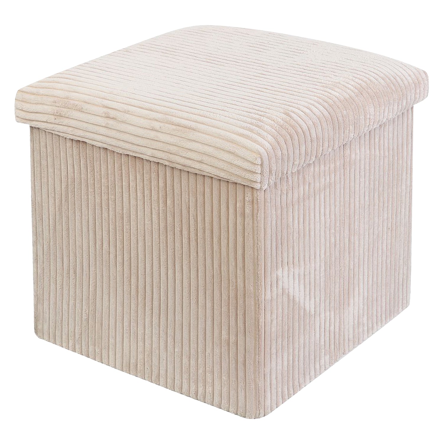 Cream Corduroy Storage Footstool