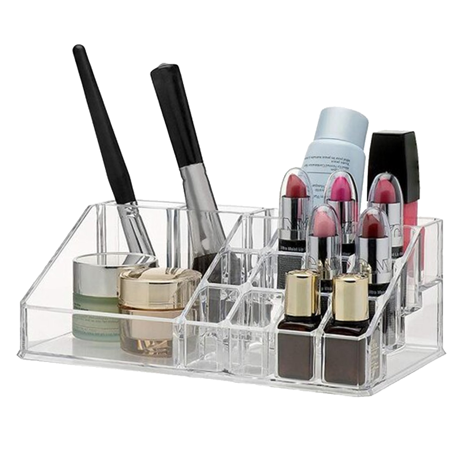 Clear Acrylic Makeup Cosmetic Organiser with 16 Compartments