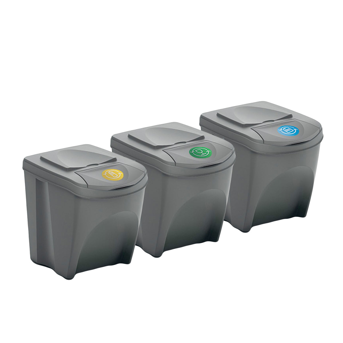 Set of 3 25 Litre Stackable Recycling Bins