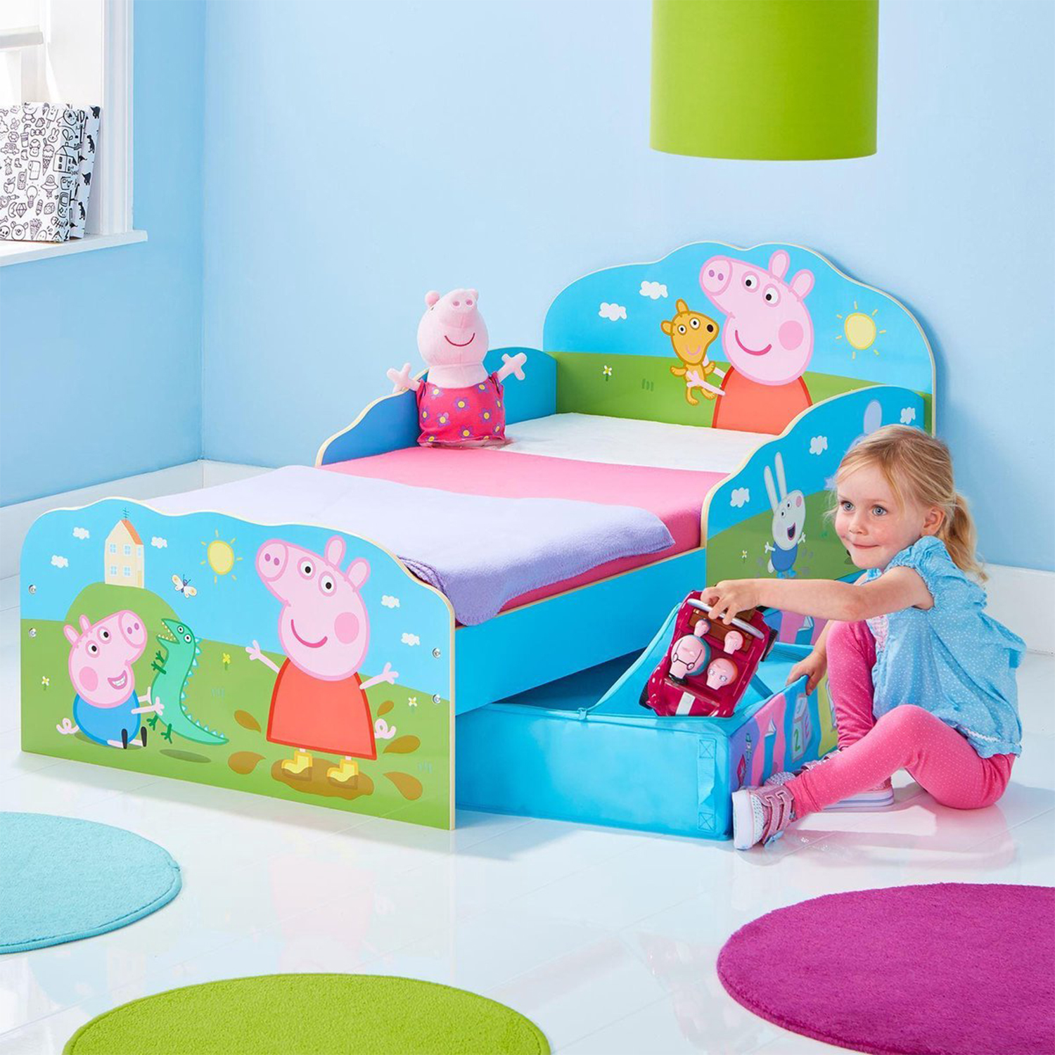 Peppa Pig & George Toddler Bed with Storage Drawers