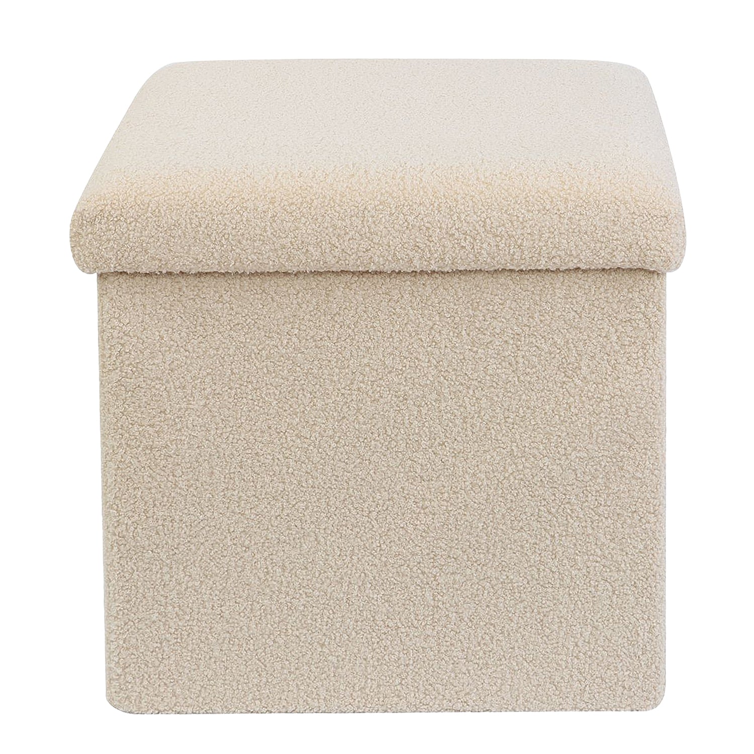 Cream Teddy Boucle Storage Footstool