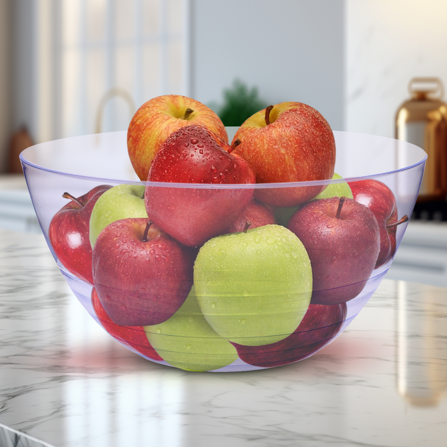 Clear Swirl Plastic Salad Serving Bowl