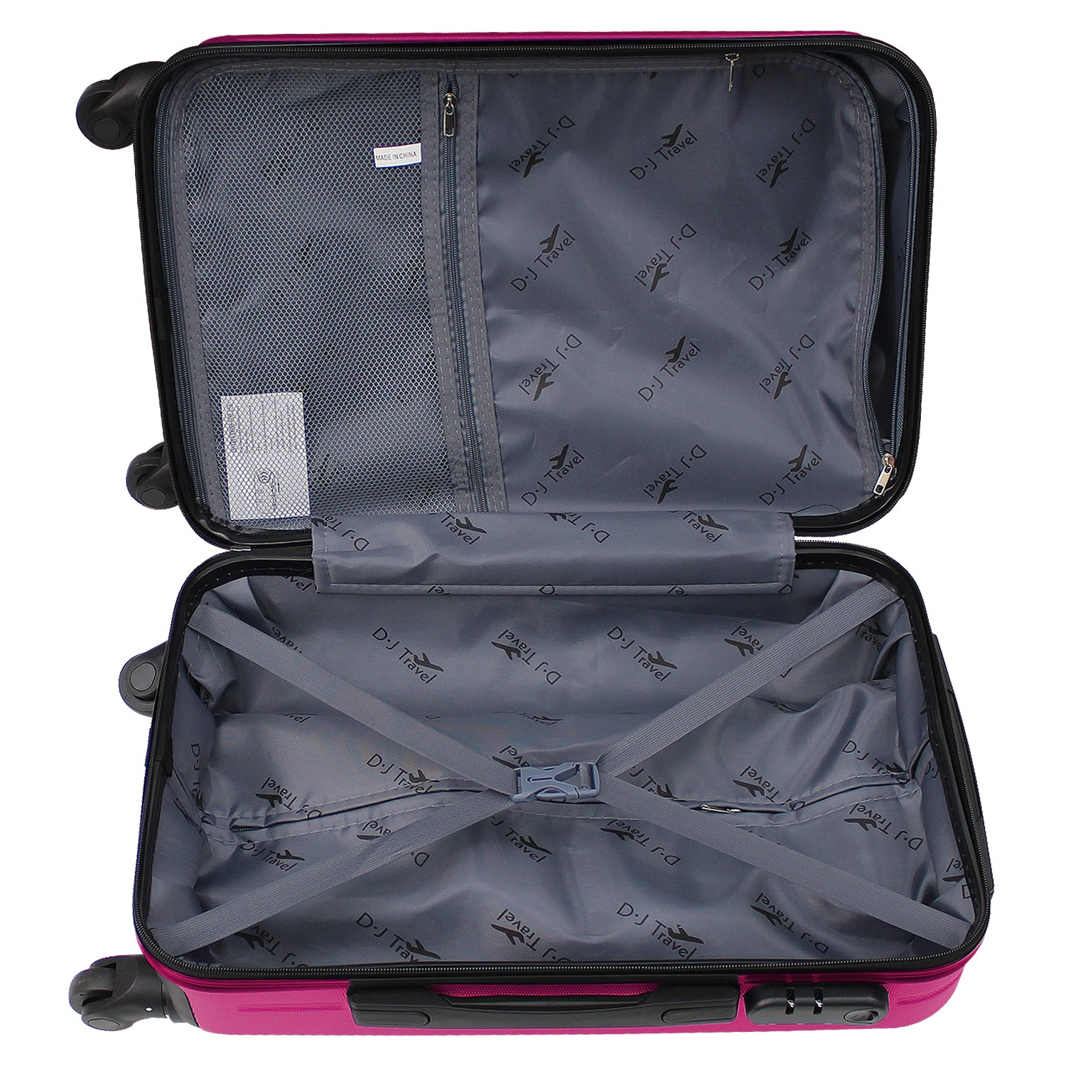 20" Fuchsia Pink 4 Wheel Hard Shell Cabin Size Suitcase