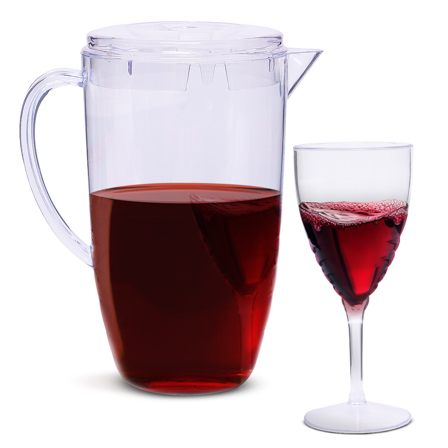 2 Litre Clear Plastic Swirl Drinks Pitcher Jug with Matching Cups