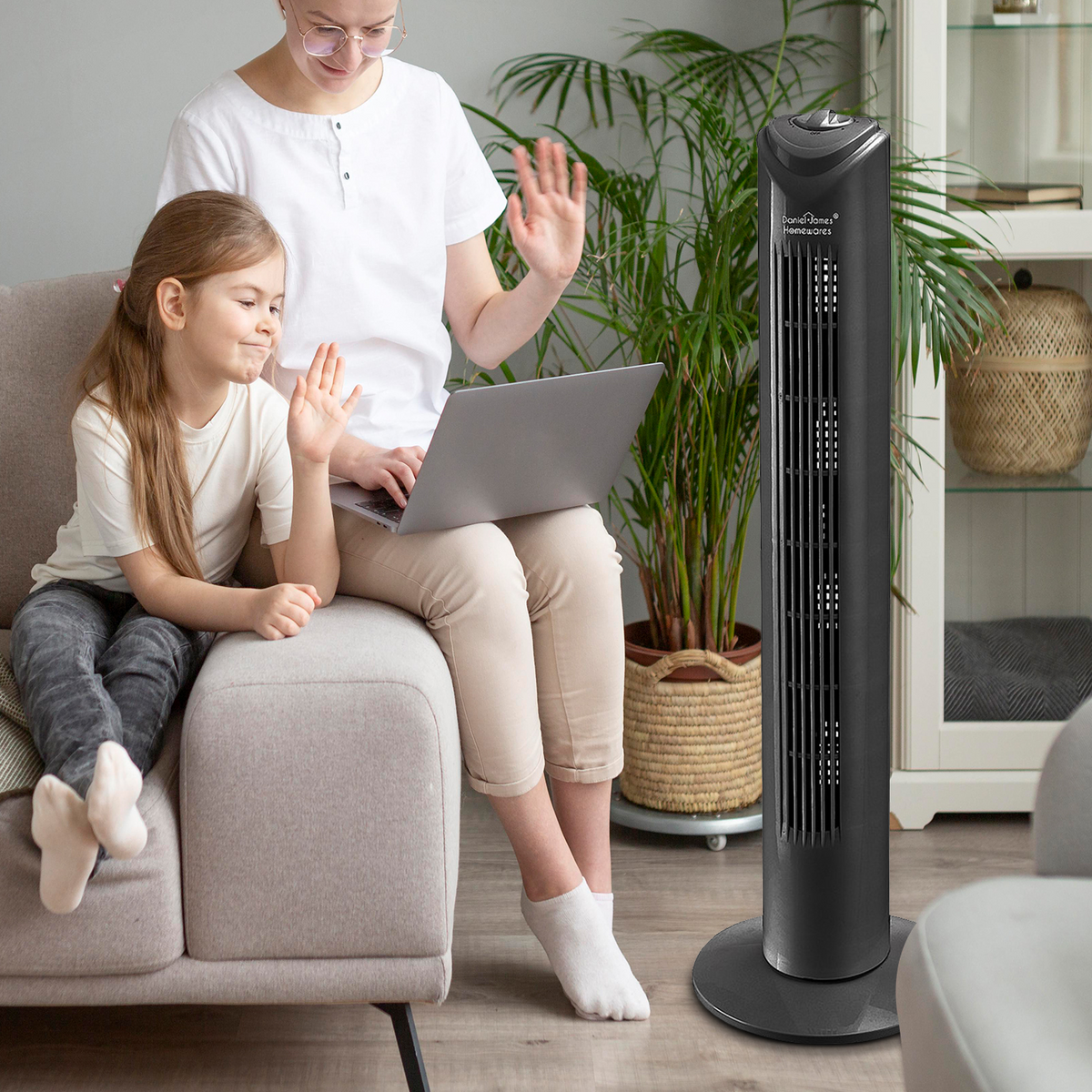 32'' Black Oscillating Tower Fan