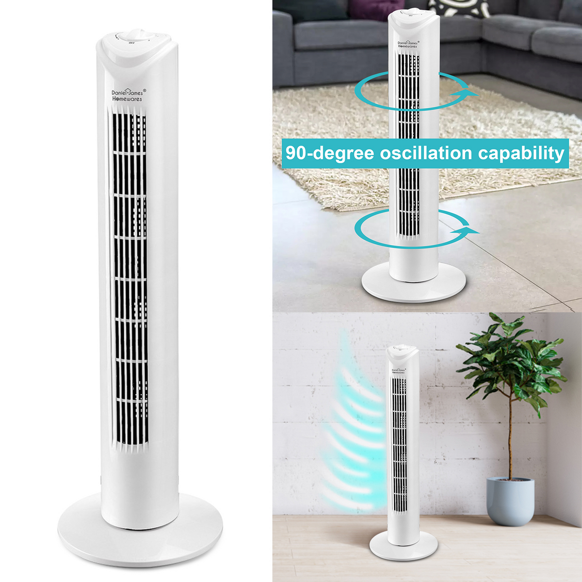 32'' White Oscillating Tower Fan