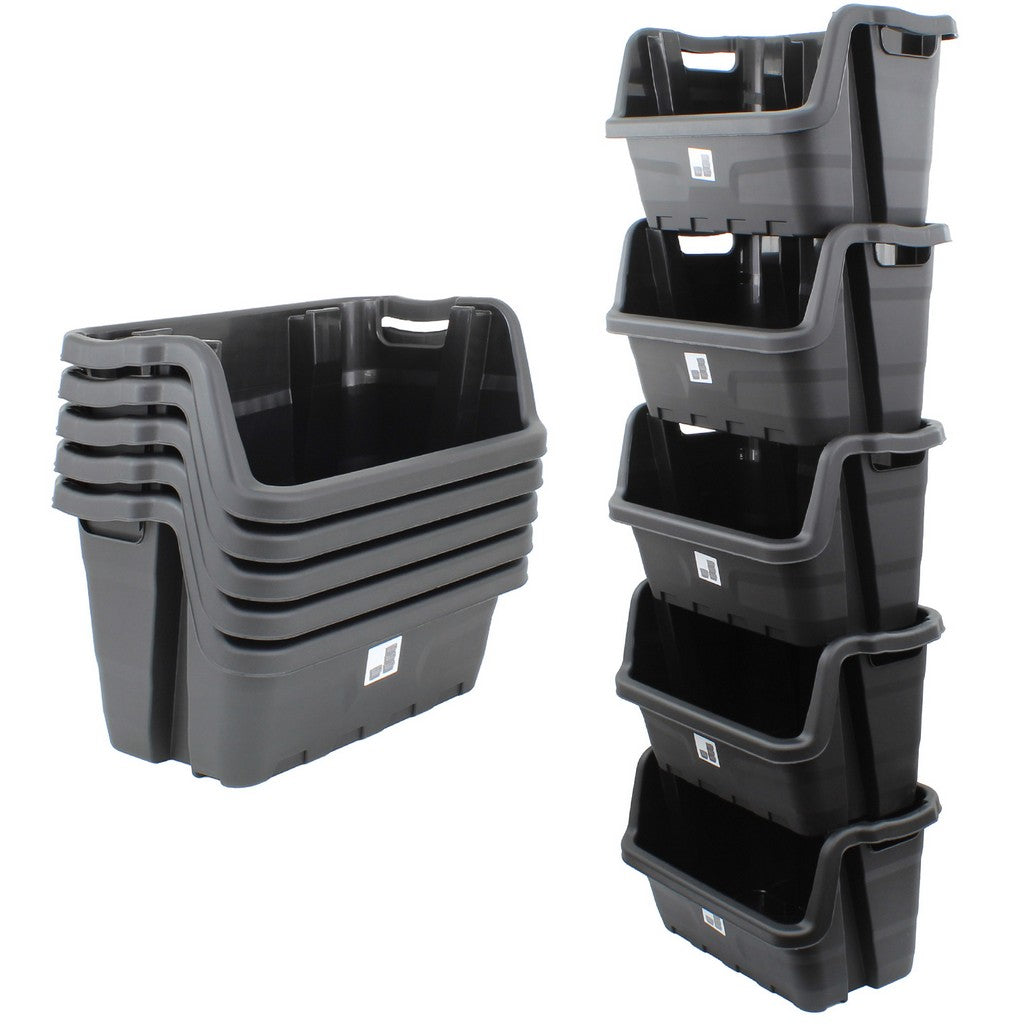 Hard Plastic Black Stackable Storage Bins