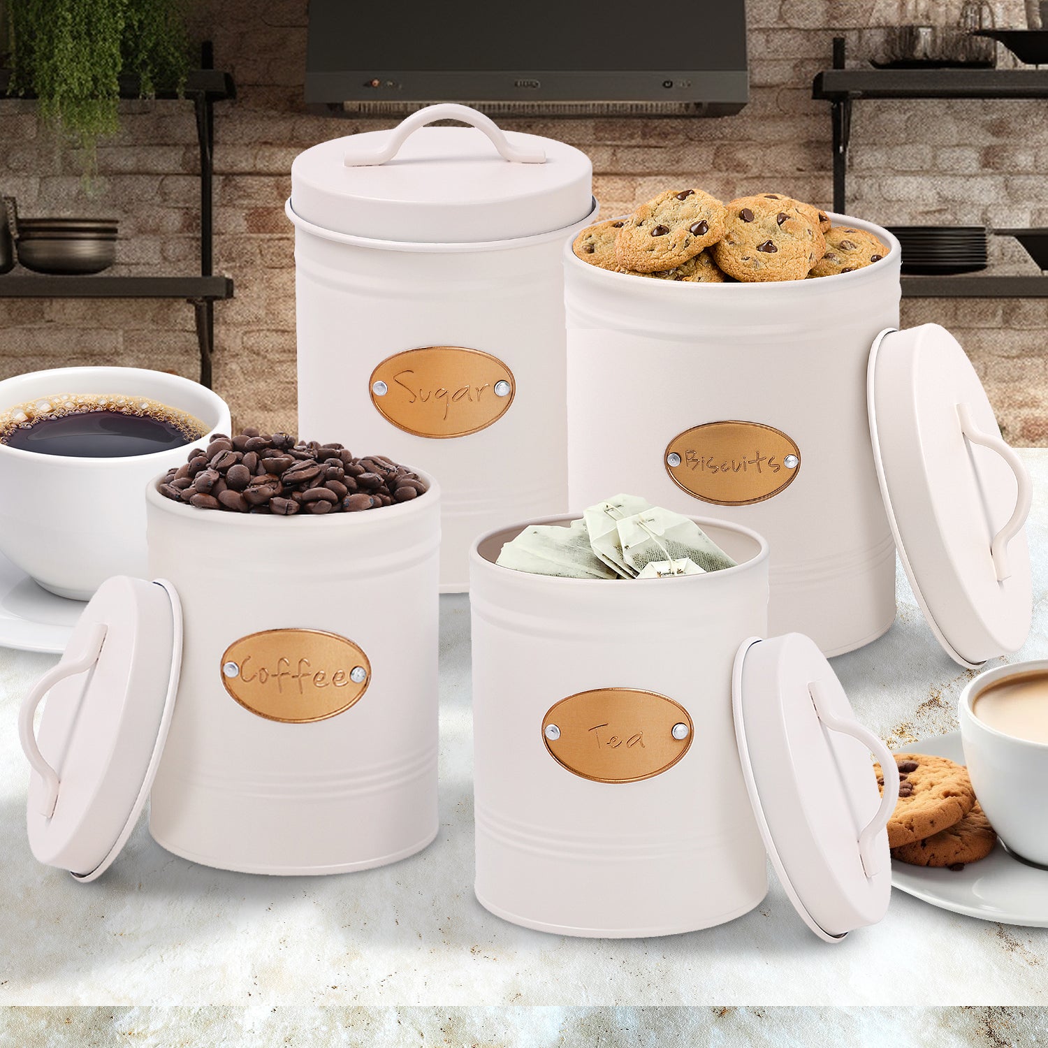 4 Piece Cream Kitchen Canister Set